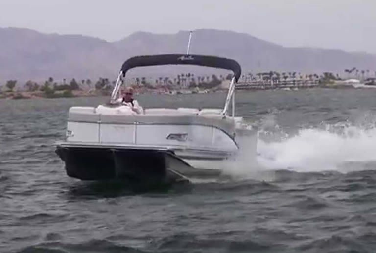 Pontoon boats in rough water