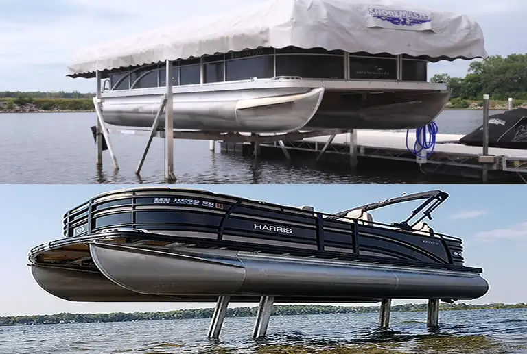 2 different types of pontoon boat lift