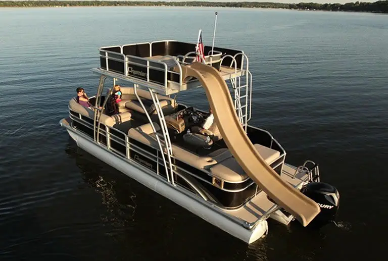 Pontoon boat floating in the water