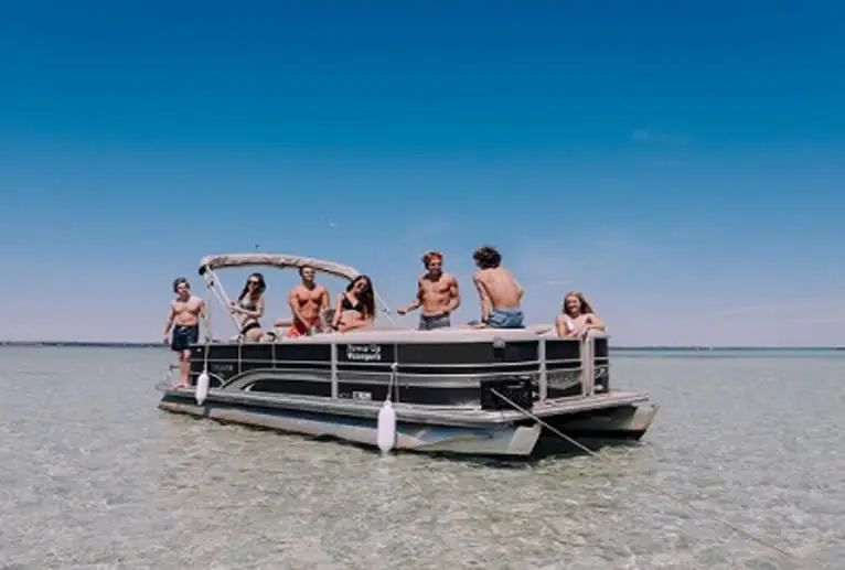 Pontoon boat in very shallow water