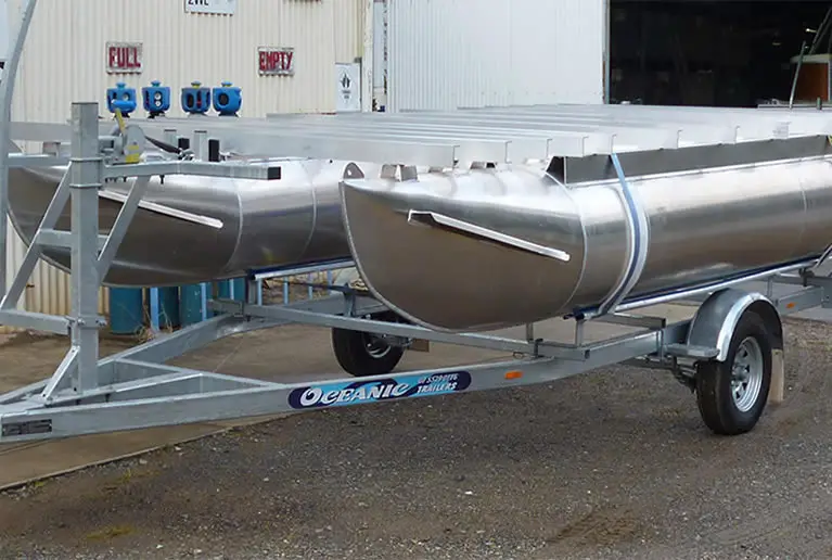 Pressurized pontoons on trailer