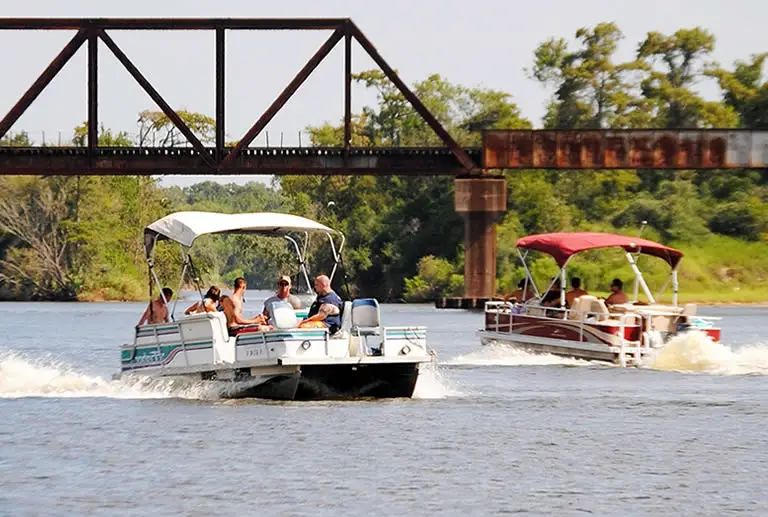Pontoon boats on the water